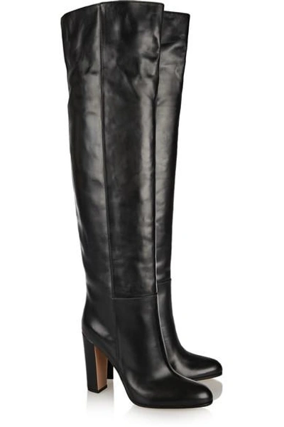 Shop Gianvito Rossi Leather Knee Boots In Black