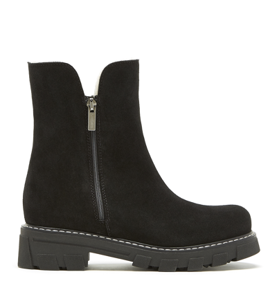 Shop La Canadienne Adrianna Shearling Lined Suede Bootie In Black