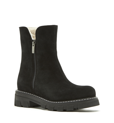 Shop La Canadienne Adrianna Shearling Lined Suede Bootie In Black