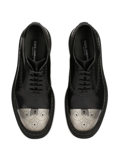 Shop Dolce & Gabbana Francesina Contrast-toecap Rubber Derby Shoes In 80999 - Nero