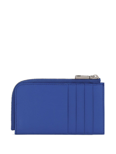 Shop Dolce & Gabbana Logo-debossed Zip-around Long Wallet In Blue