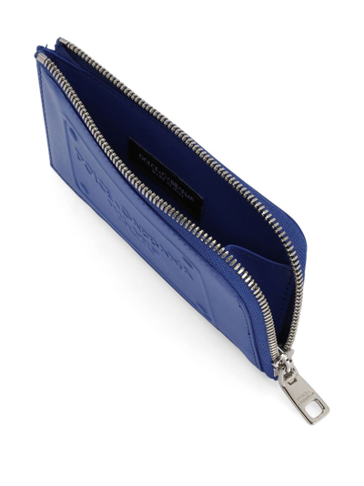Shop Dolce & Gabbana Logo-debossed Zip-around Long Wallet In Blue