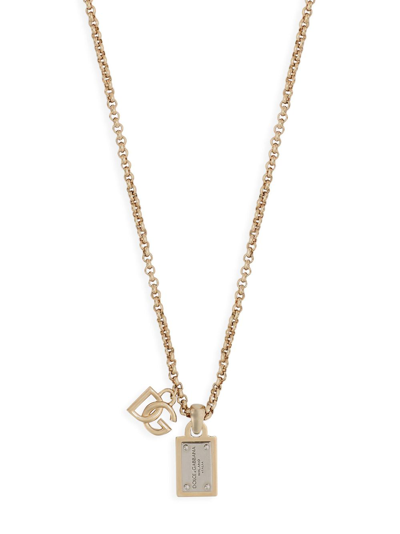 Dolce & Gabbana Logo-lettering Chain-link Detailing Necklace In Gold