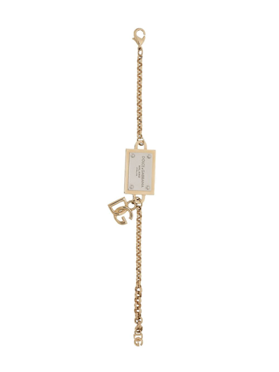 Dolce & Gabbana Logo-lettering Chain-link Detailing Bracelet In Gold