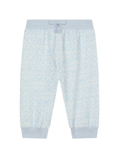 Shop Dolce & Gabbana Logo-print Cotton-jersey Leggings In Blue