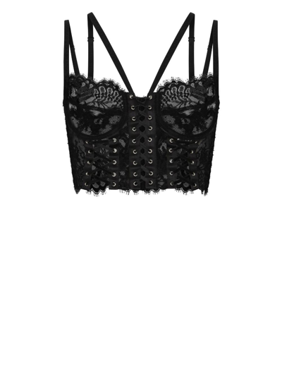 Shop Dolce & Gabbana Lace-detailing Multi-strap Corset In Black