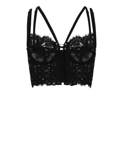 Dolce & Gabbana Lace Lingerie Corset With Straps And Eyelets In Black