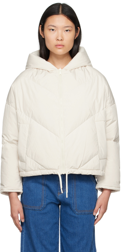Shop Yves Salomon White Reversible Down Jacket In A1025 Flocon