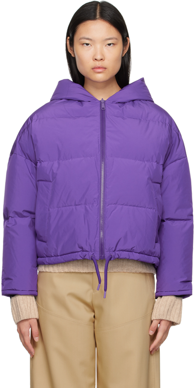 Shop Yves Salomon Purple Hooded Reversible Down Jacket In A5065 Pensee