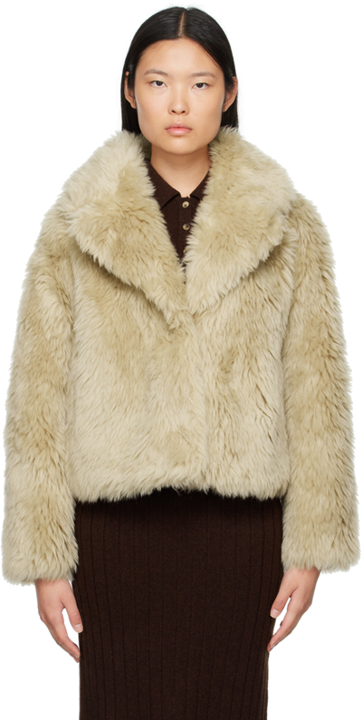Shop Yves Salomon Beige Shag Jacket In A2156 Madeleine