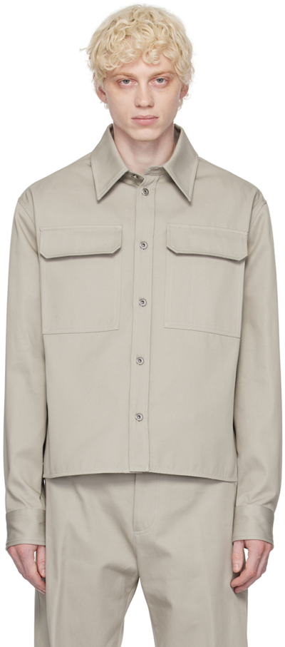 Shop Bottega Veneta Gray Button Shirt In 8390-agate Grey