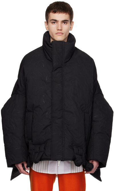 Shop Feng Chen Wang Black Embossed Down Jacket