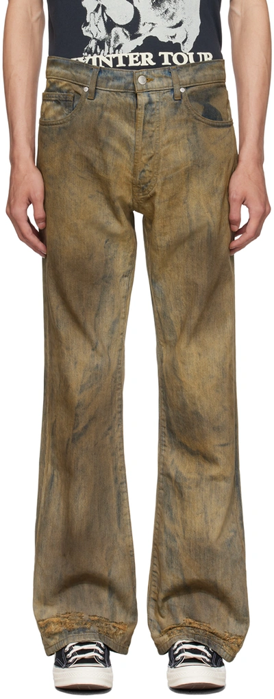 Shop Alchemist Brown & Blue Faded Jeans In Dirty Gray