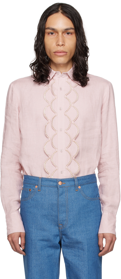 Shop 73 London Pink Scalloped Shirt In Pale Pink