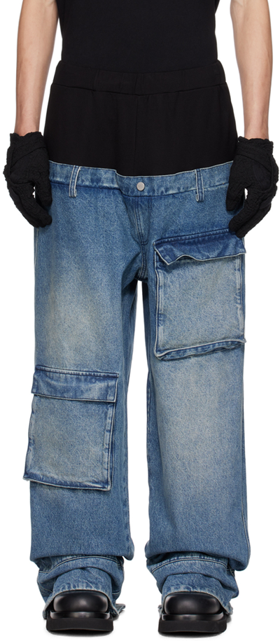 Shop Spencer Badu Blue Paneled Jeans