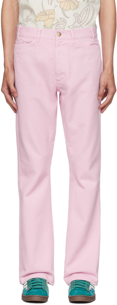 Shop Stockholm Surfboard Club Pink Embroidered Jeans