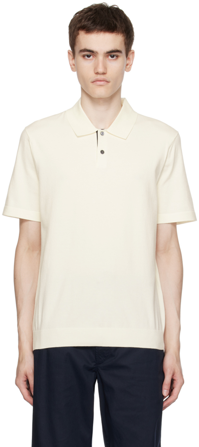 Shop Theory Off-white Goris Polo In Ivory/baltic