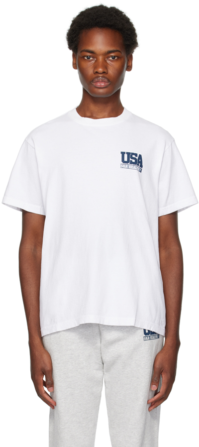 Shop Sporty And Rich White 'team Usa' T-shirt In White/navy