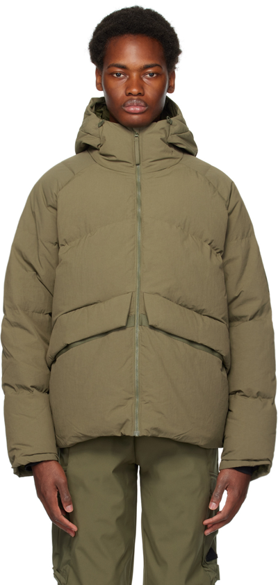 Shop Adidas Originals Green Big Baffle Down Jacket In Olive Strata