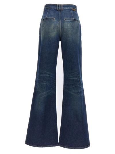 Shop Balmain Flared Denim Jeans Blue