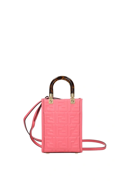 Shop Fendi Handbags Sunshine Leather Pink Dahlia