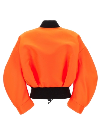 Shop Emilio Pucci Neon Logo Bomber Jacket Casual Jackets, Parka Orange
