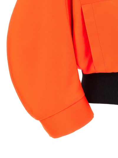 Shop Emilio Pucci Neon Logo Bomber Jacket Casual Jackets, Parka Orange