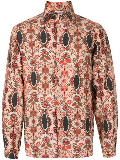 Shop Amir Slama Graphic-print Long-sleeved Shirt In Multicolour