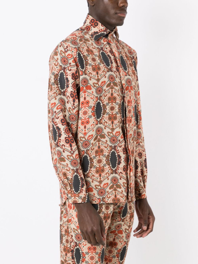 Shop Amir Slama Graphic-print Long-sleeved Shirt In Multicolour