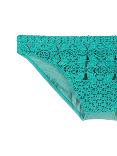Shop Amir Slama Crochet-knit Swimming Trunks In Blue