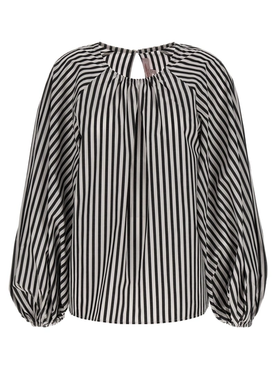Shop Carolina Herrera Striped Bloshirt Shirt, Blouse White/black