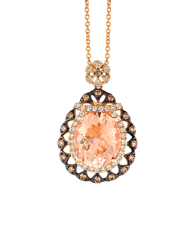 Le Vian 14k Rose Gold 3.82 Ct. Tw. Diamond & Peach Morganite Pendant Necklace