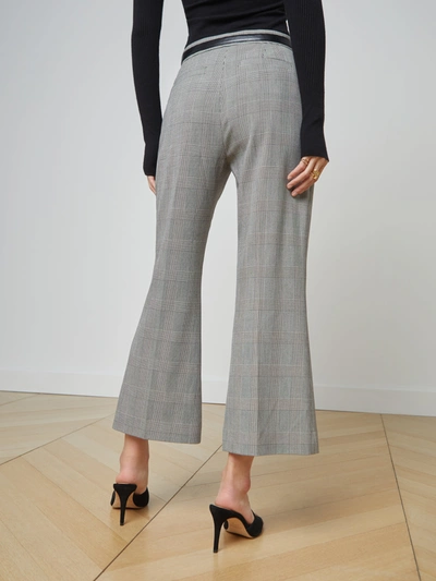 Shop L Agence Stacey Trouser In Ivory/black Glen Plaid