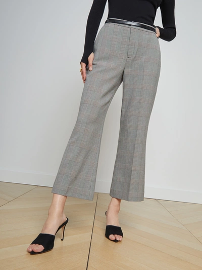 Shop L Agence Stacey Trouser In Ivory/black Glen Plaid