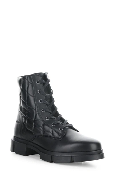 Shop Bos. & Co. Libel Quilted Waterproof Combat Boot In Black Feel/ Acolchoado