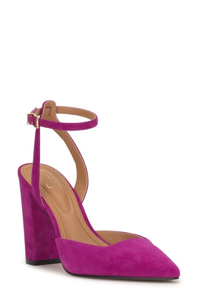 Shop Jessica Simpson Nazela Pointed Toe Ankle Strap Pump In Berry Blast