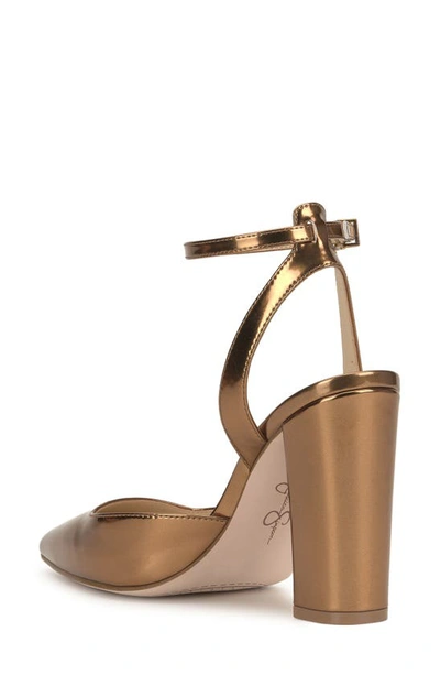 Shop Jessica Simpson Nazela Pointed Toe Ankle Strap Pump In Bronze