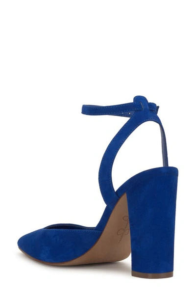 Shop Jessica Simpson Nazela Pointed Toe Ankle Strap Pump In Ultra Blue