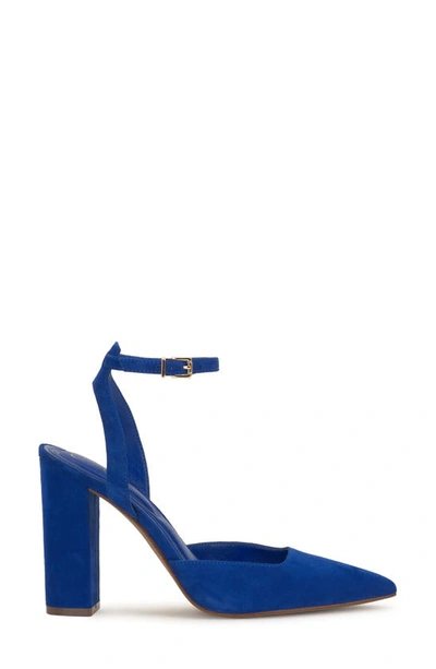 Shop Jessica Simpson Nazela Pointed Toe Ankle Strap Pump In Ultra Blue