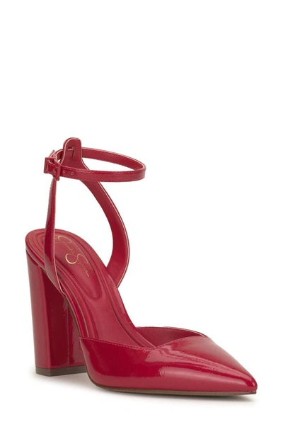 Shop Jessica Simpson Nazela Pointed Toe Ankle Strap Pump In Red Muse