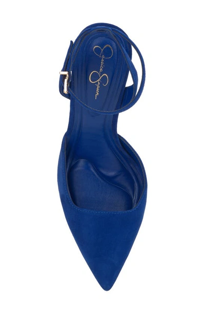 Shop Jessica Simpson Nazela Pointed Toe Ankle Strap Pump In Ultra Blue