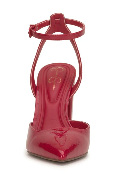 Jessica Simpson Nazela Pointed Toe Ankle Strap Pump In Red Muse