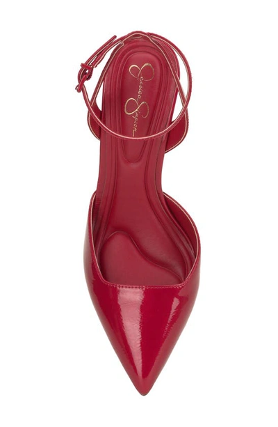Shop Jessica Simpson Nazela Pointed Toe Ankle Strap Pump In Red Muse