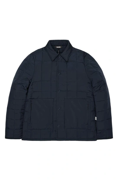 Shop Rains Quilted Water Resistant Liner Shirt Jacket In Navy