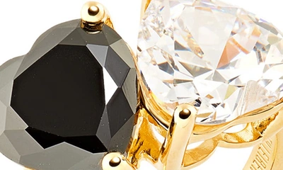 Shop Judith Leiber Cubic Zirconia 2-stone Ring In Gold Black Clear