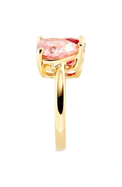 Shop Judith Leiber Cubic Zirconia 2-stone Ring In Gold Pink Red