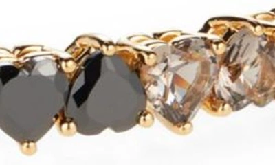Shop Judith Leiber Cubic Zirconia Heart Bangle Bracelet In Gold Black Clr Ombre