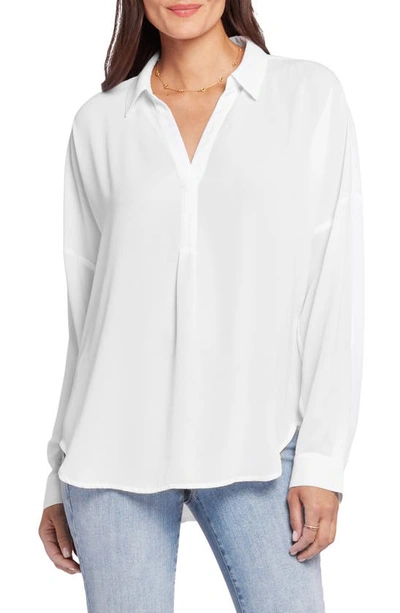 Shop Nydj Becky Recycled Polyester Georgette Blouse In Optic White