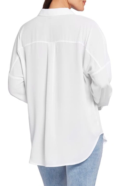 Shop Nydj Becky Recycled Polyester Georgette Blouse In Optic White