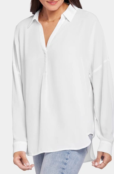Shop Nydj Becky Recycled Polyester Georgette Blouse In Optic White